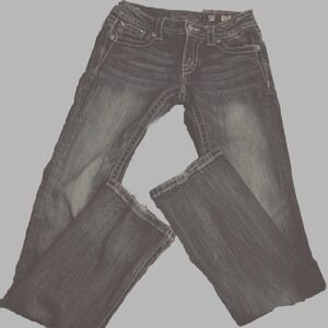 Miss Me Women's 27 Boot Jeans blue Distressed Bling 28  x 33 actual   jeweled